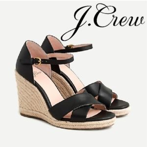 NWT J. Crew Black Wedge Sandals